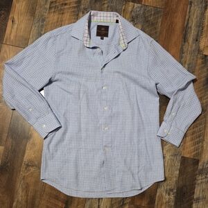 Men's Light Blue Checkered Button-Down Shirt